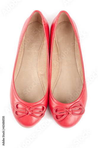 Red Leather Ballet Slippers Isolated