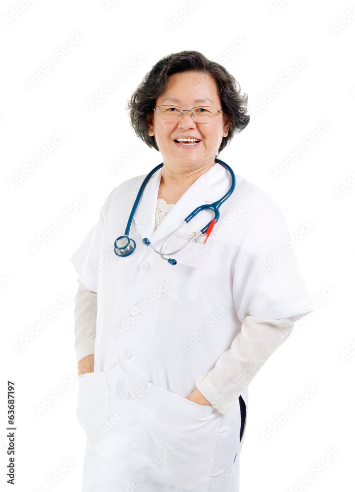 Portrait of a smart asian senior female doctor