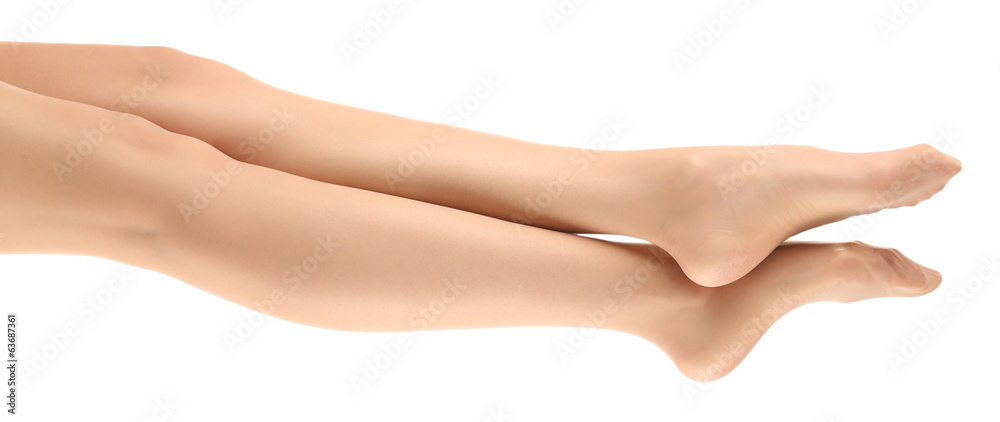 Stockings on perfect woman legs, isolated on white Stockings on perfect woman legs, isolated on white