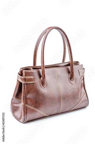 Woman leather bag isolated white background