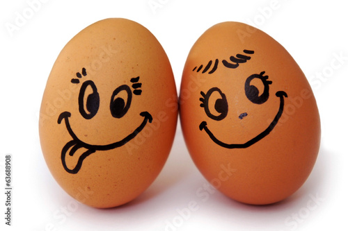 Funny easter smile eggs, love happy eggs couple.