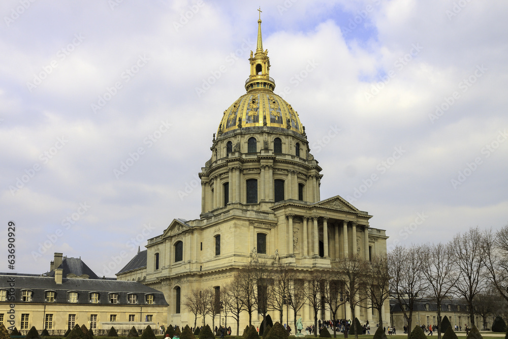Panorama of Cathedral Les Invalides in Paris