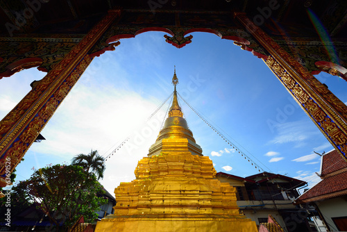 Thai temple of buddhism, Wat Mahawan temple in Lamphun photo