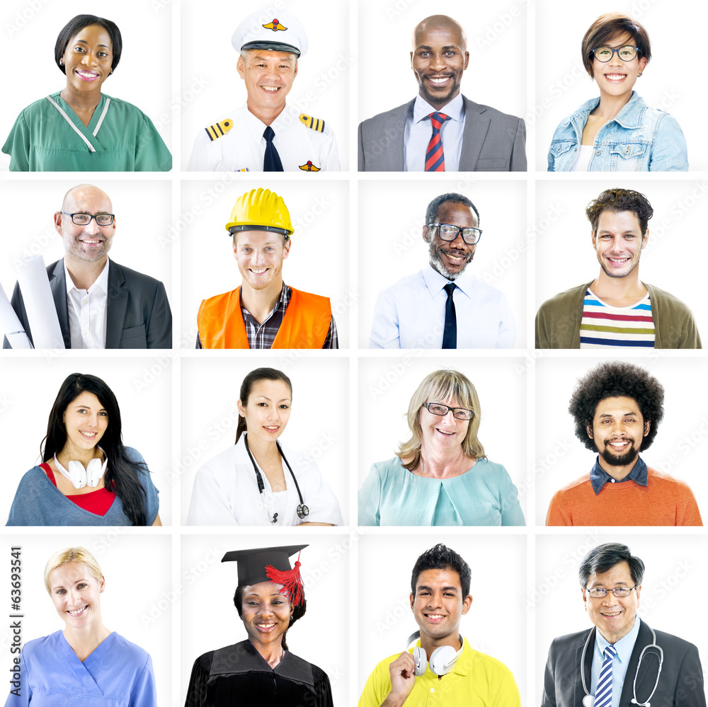 Portrait of Multiethnic Mixed Occupation People Portrait of Multiethnic Mixed Occupation People
