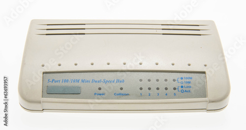 Old lan hub on white background