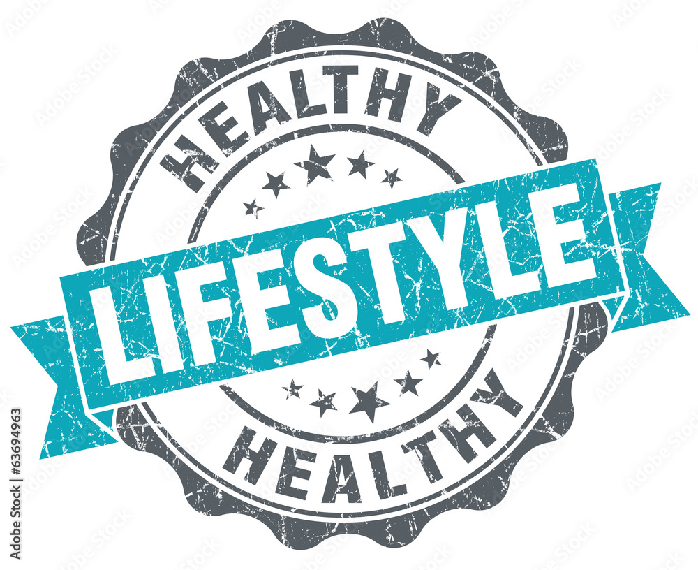 Fototapeta premium Healthy lifestyle turquoise grunge retro vintage isolated seal
