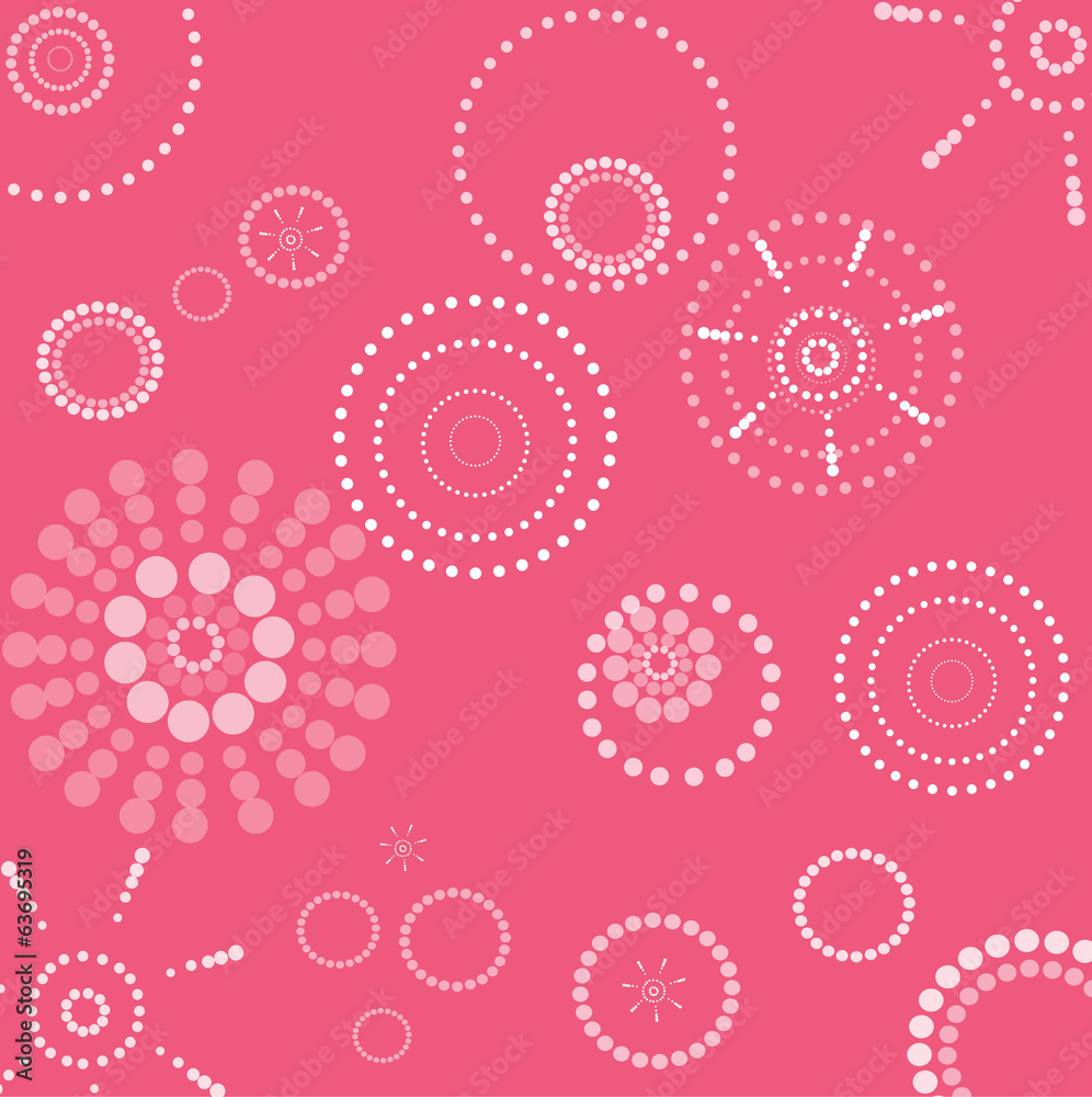 Vector retro pink and white seamless dotted circle background