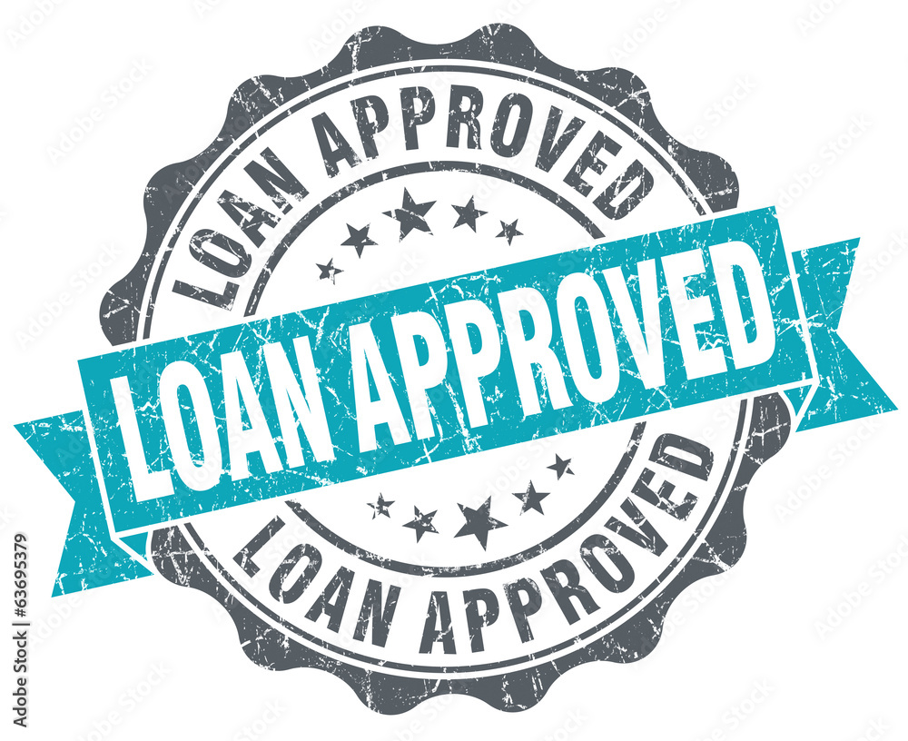 Fototapeta premium Loan approved turquoise grunge retro vintage isolated seal