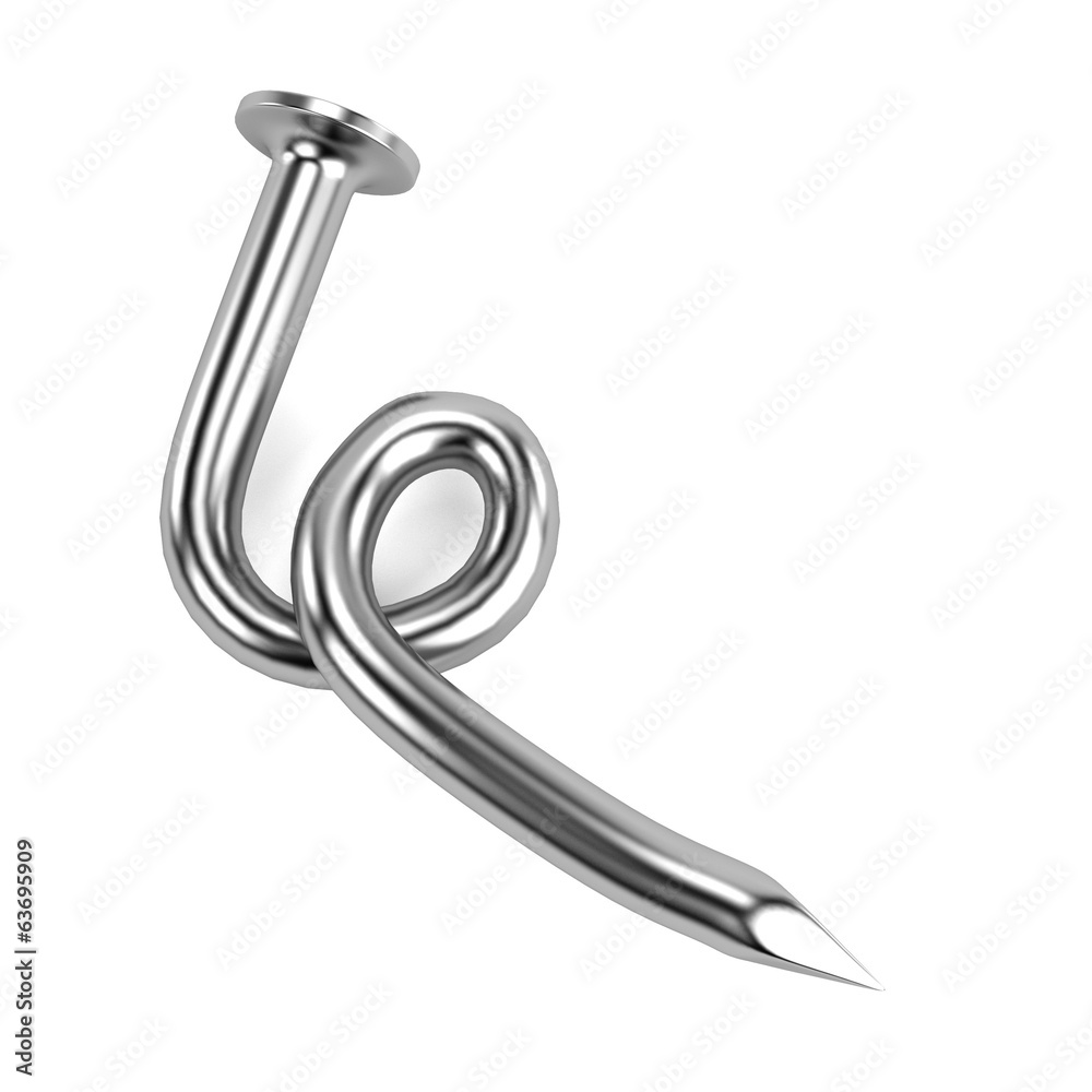 realistic 3d render of bended nail