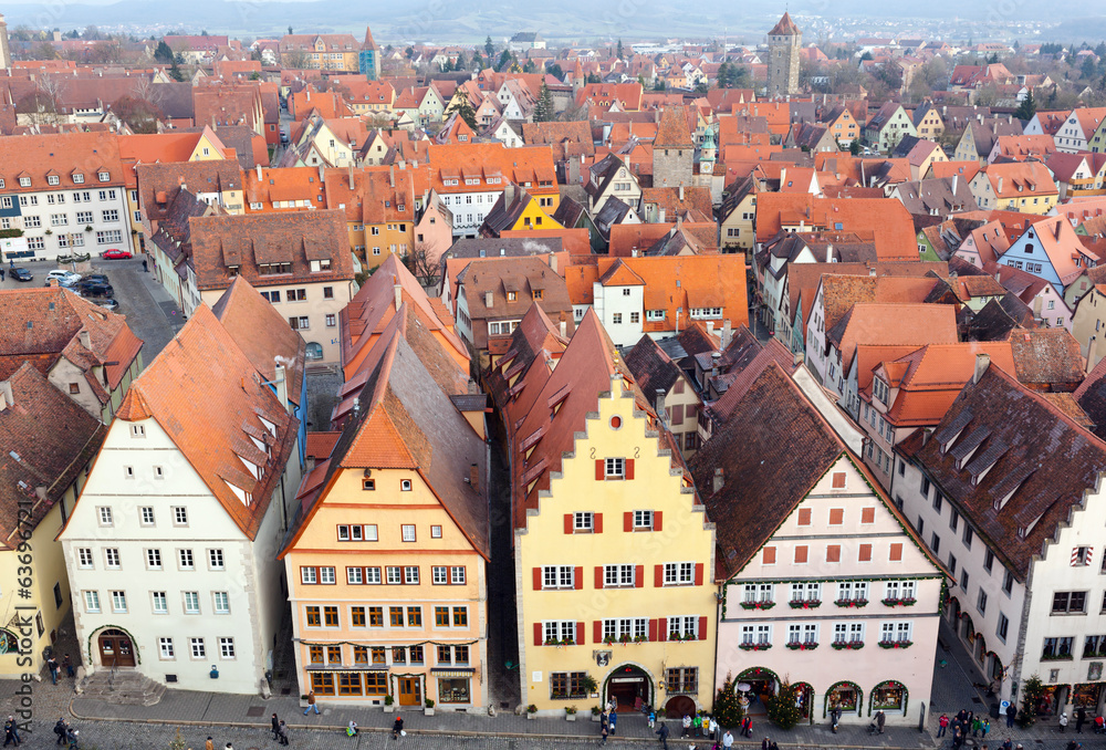 Aerial panorama of the Old Town, Rothenburg ob der Tauber