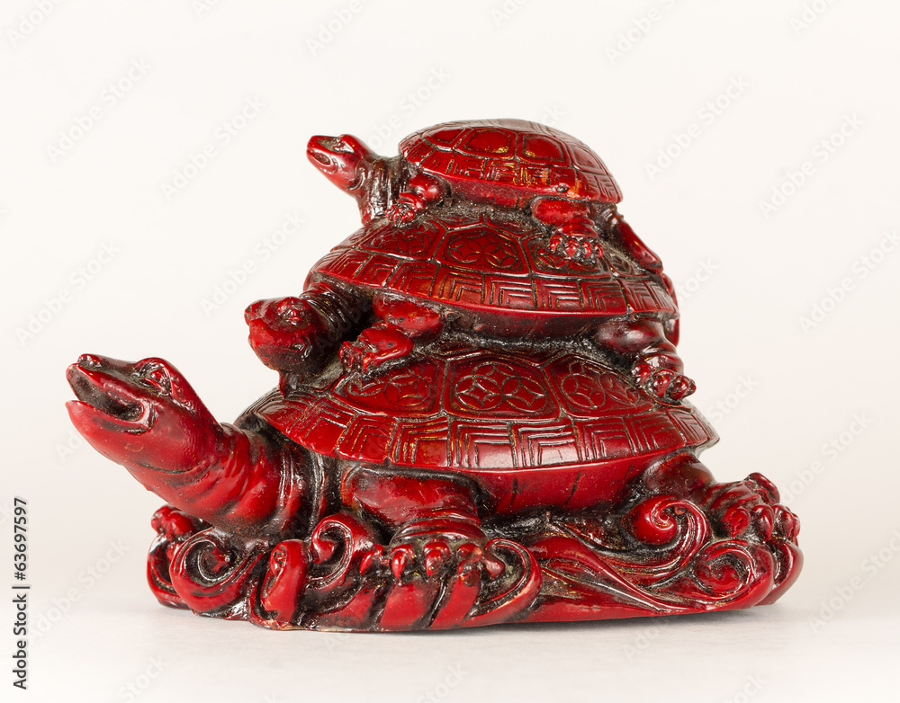 Triple turtle isolated on white background