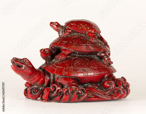 Obraz na płótnie Triple turtle isolated on white background w salonie