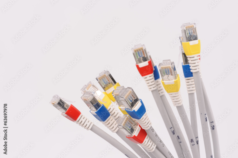 computer network cables over grey background computer network cables over grey background