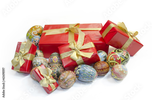 Easter eggs and gifts boxes