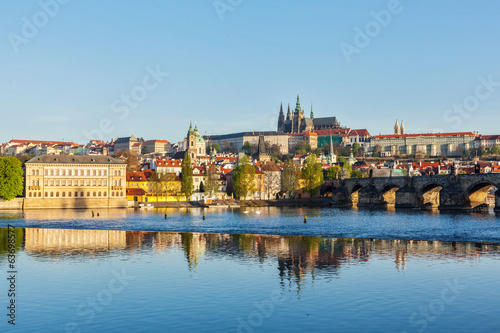 View of Mala Strana and  Prague castle over Vltava river © Dmitry Rukhlenko