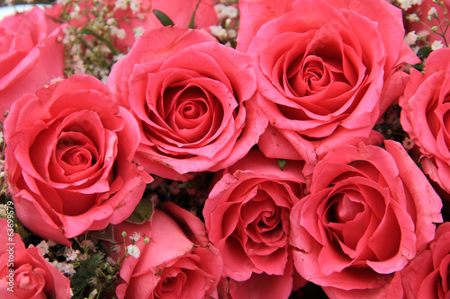Pink roses in a bridal arrangement