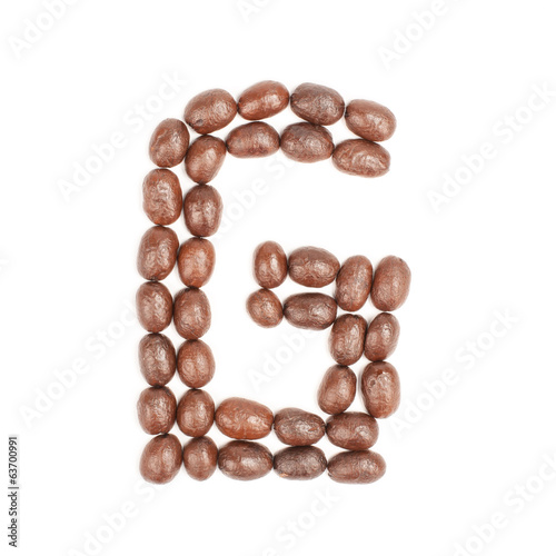 coffee alphabet letter isolated on white