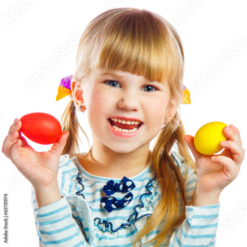 sweet little girl with yellow Easter egg