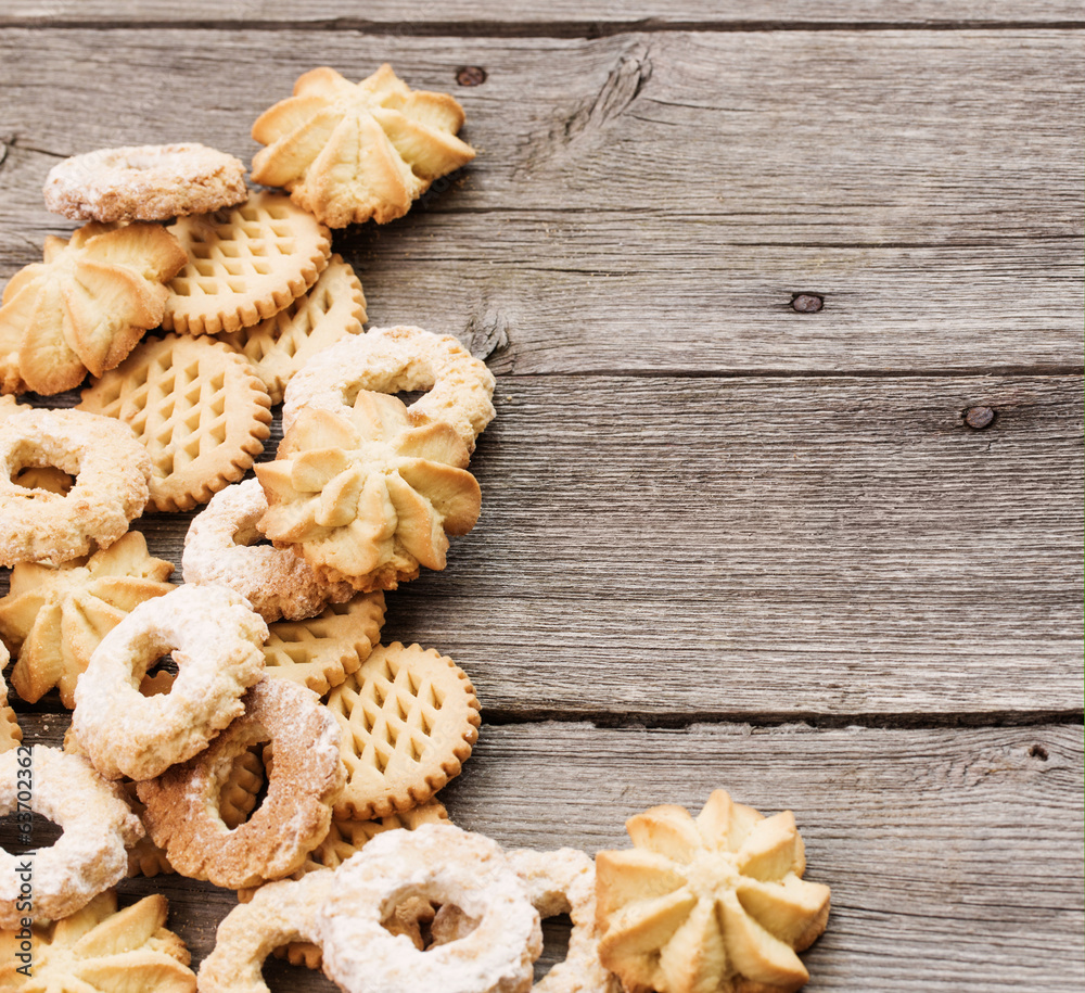 Fototapeta premium cookies on wooden background