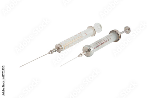 Medical syringe isolated on white background