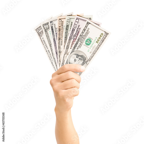 man hand holding dollar banknote