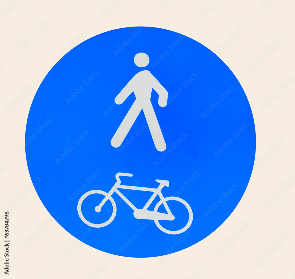 pedestrian and bike lane sign on white pedestrian and bike lane sign on white