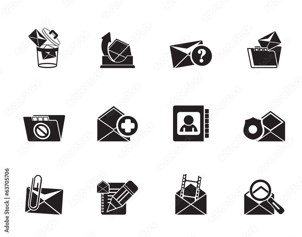 Silhouette E-mail and Message Icons Silhouette E-mail and Message Icons
