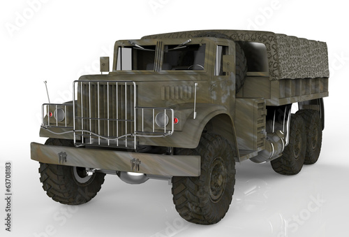 Military Truck Isolated on White