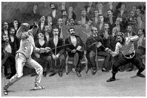 Competition   Fencers - Escrime - end 19th century