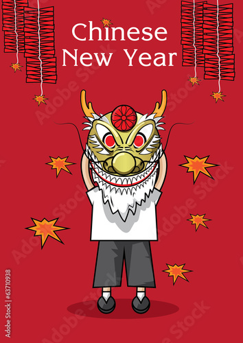 vector illustration of puppet dragon hinese New Year