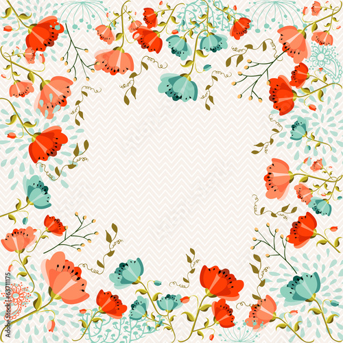 Colorful flowers greeting card