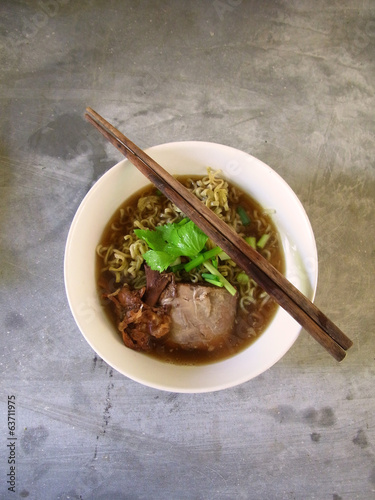 noodle soup served with duck meat