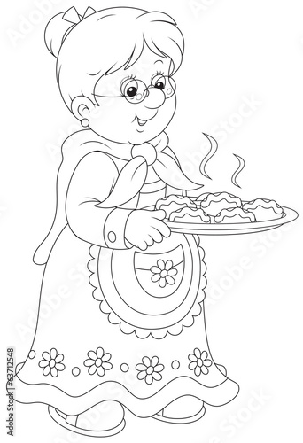 Granny with freshly baked pies