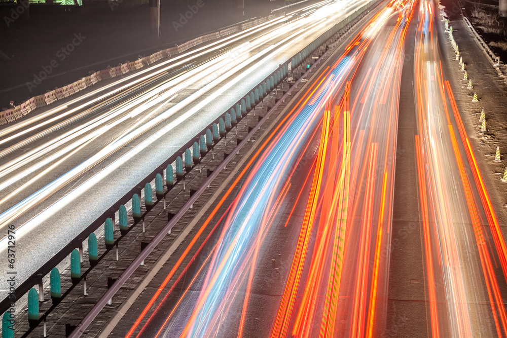 Obraz premium Busy Night Traffic Motion Blur