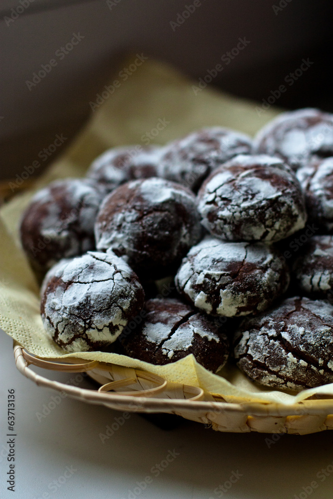 chocolate cookies with sugar powder chocolate cookies with sugar powder