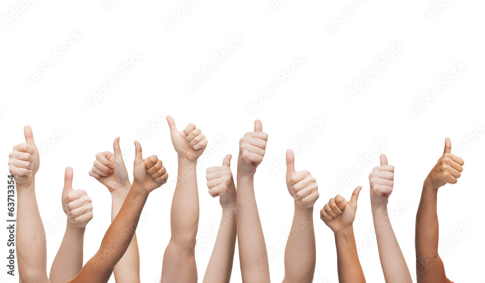 human hands showing thumbs up