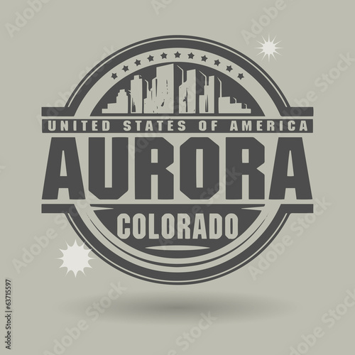 Stamp or label with text Aurora, Colorado inside