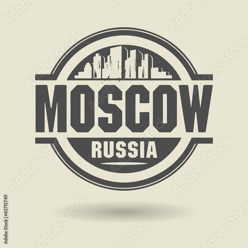 Stamp or label with text Moscow, Russia inside, vector