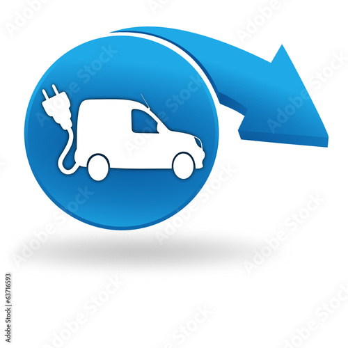 véhicule électrique utilitaire sur bouton bleu
