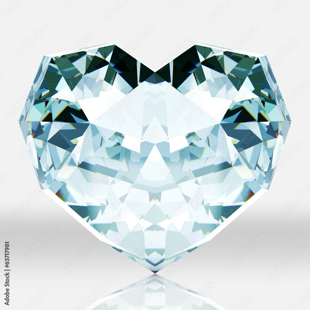 Diamond heart shape isolated on white background. Diamond heart shape isolated on white background.