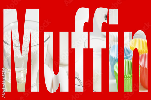 Schriftzug Muffin mit Hintergrundbild
