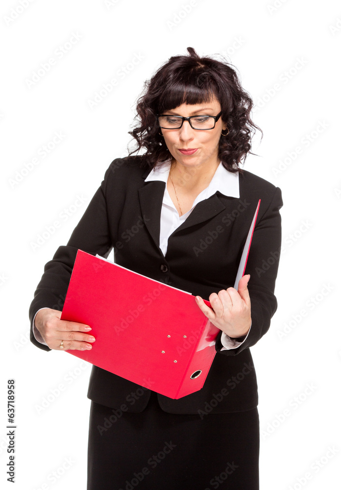 Cheerful senior business woman with folder Cheerful senior business woman with folder