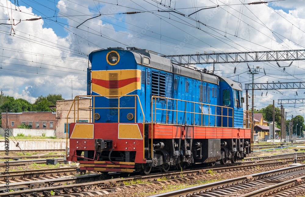 Naklejka premium Shunter on a ukrainian station