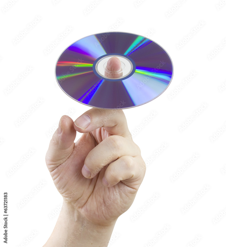 cd on finger, clipping path included cd on finger, clipping path included