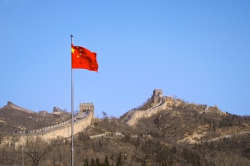 Wandcirkels China Chinese vlag voor de Grote Muur  © kyrintethron