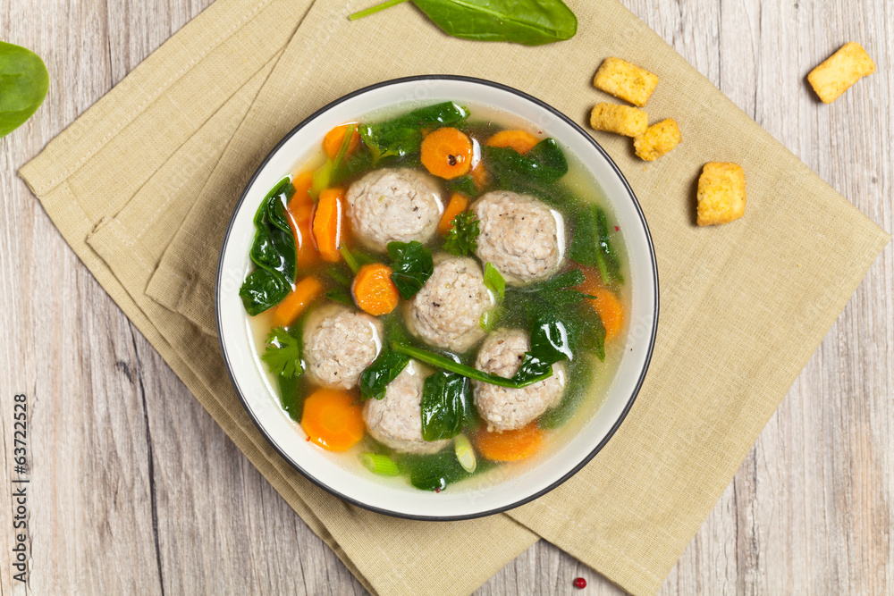 Spinach and Chicken meatball soup Spinach and Chicken meatball soup