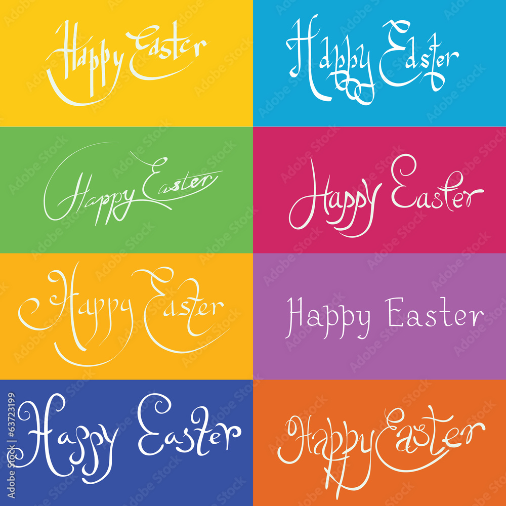 set of hand drawn typograhy Happy Easter set of hand drawn typograhy Happy Easter