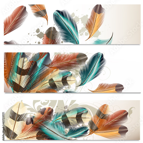 Business cards set with realistic ferns