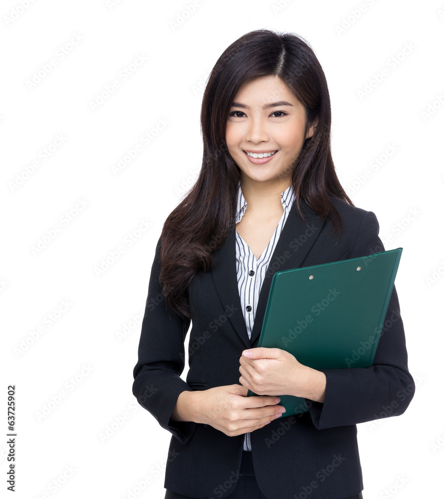 Asia businesswoman hold clipboard Asia businesswoman hold clipboard