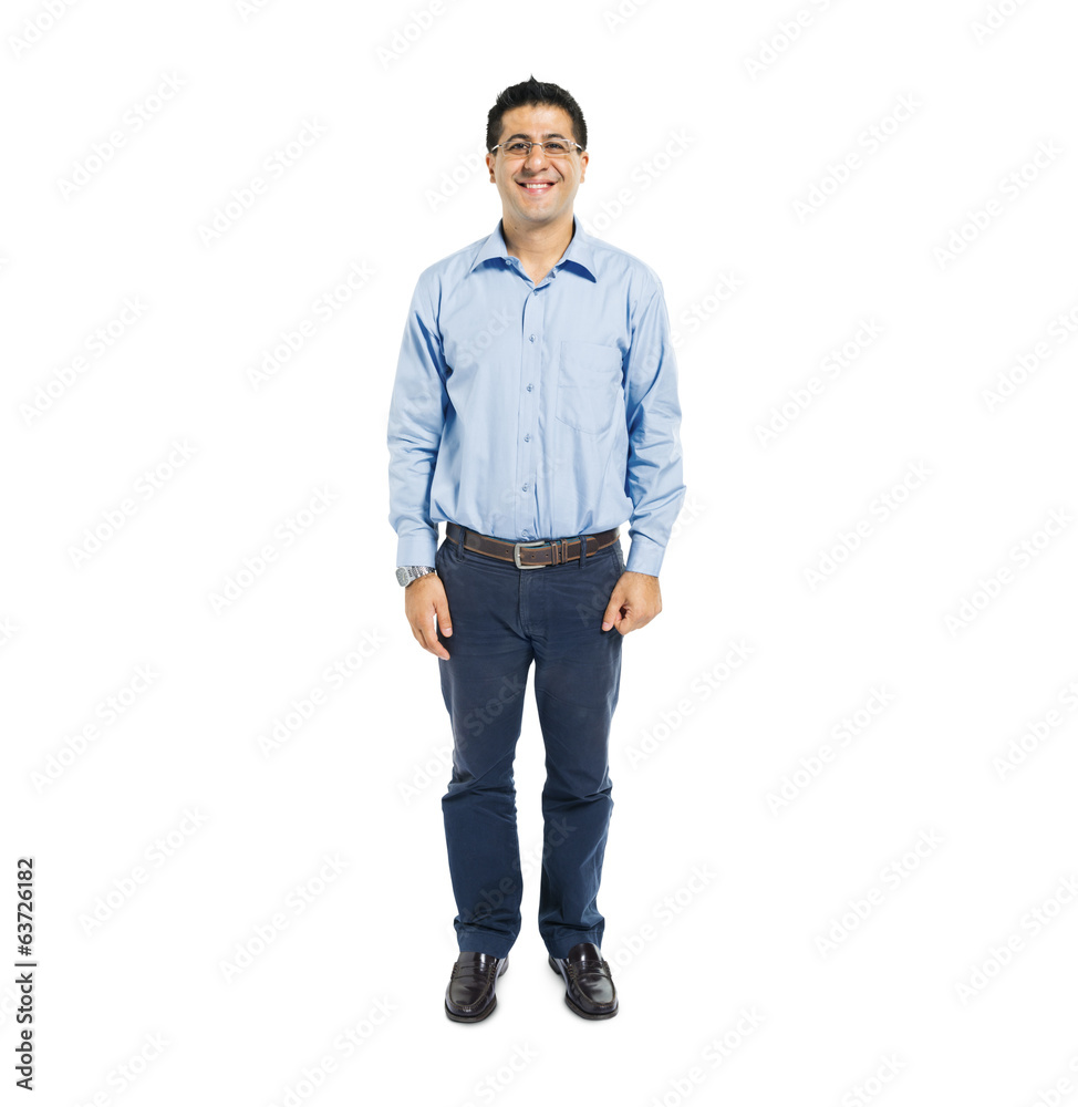 Confident Man Standing and Smiling Confident Man Standing and Smiling